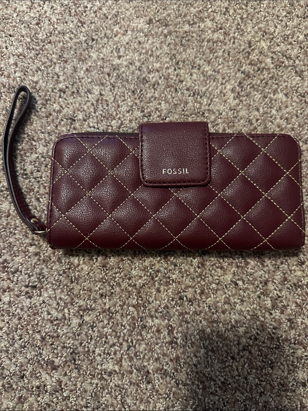 Fossil Quilted Wristlet Wallet in Burgundy